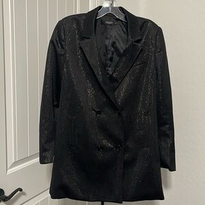 SOAKED in Luxury Longline Double Breasted Blazer Gunmetal Shimmery Black Size 8